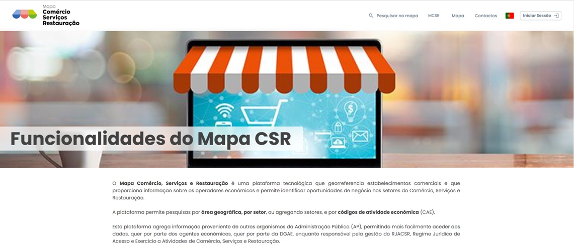 mapa do comércio, serviços e restauração; DGE; plataforma; estabelecimentos georreferenciados